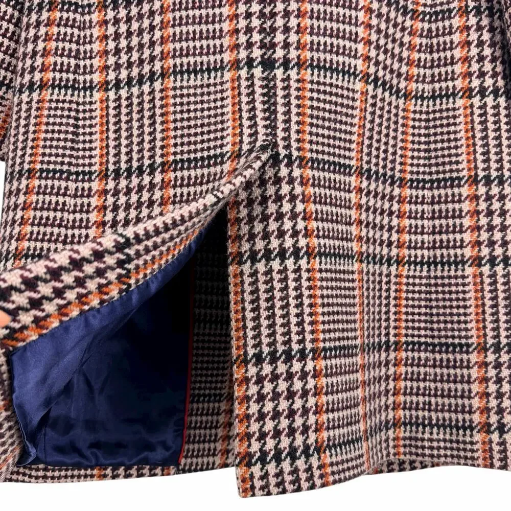 J. Crew Wool Blend Single Breasted Topcoat Cabernet Plaid Size 6 - Picture 9 of 12